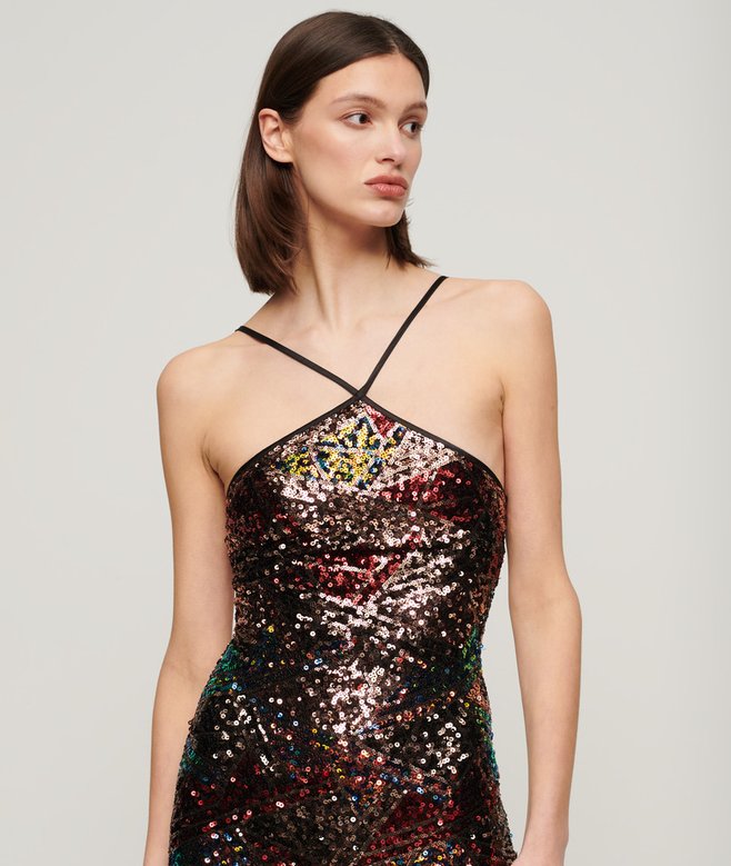 Superdry Sequin Halter Midi Dress