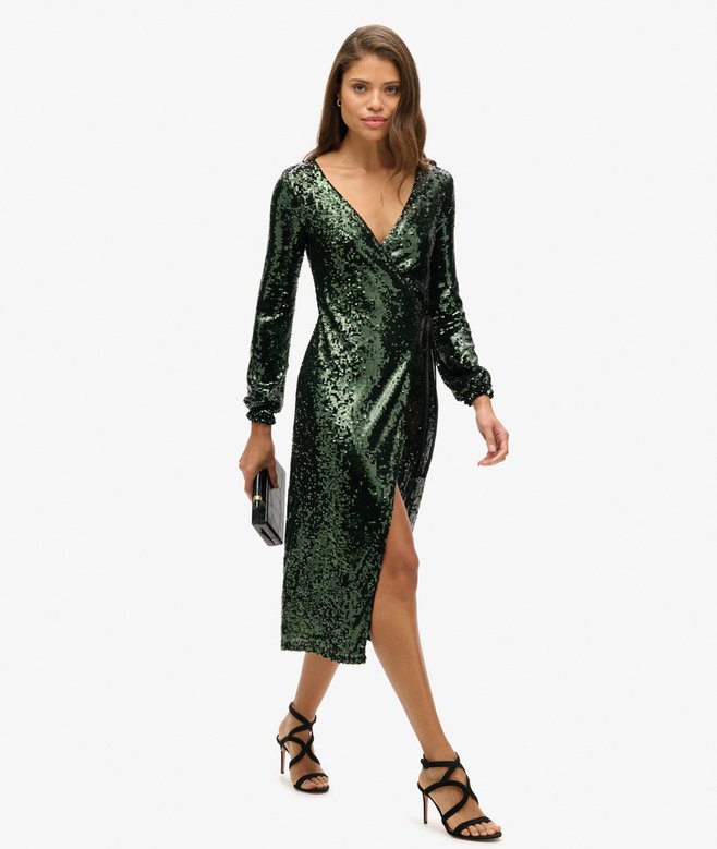 Superdry Sequin Wrap Maxi Dress