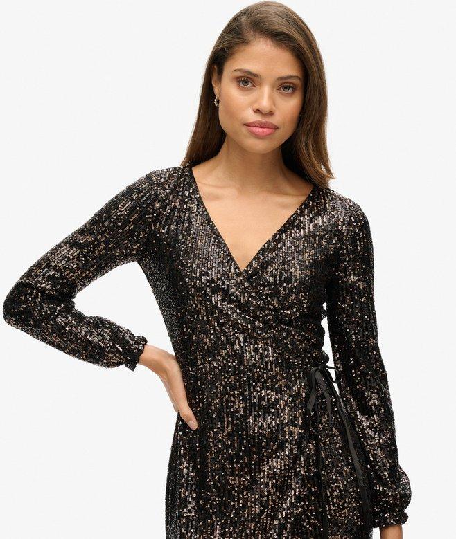 Superdry Sequin Wrap Maxi Dress