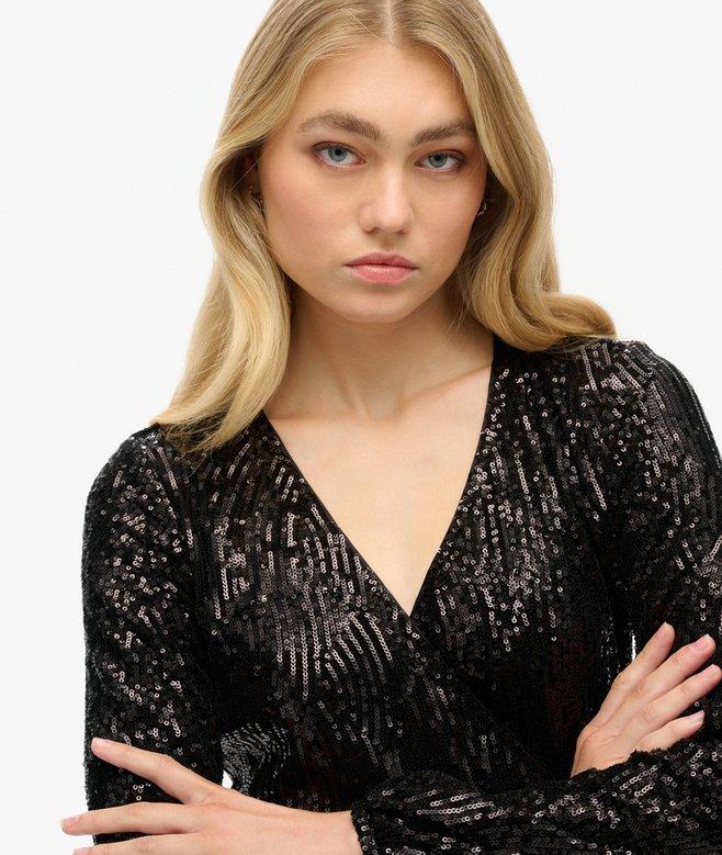 Superdry Sequin Wrap Mini Dress