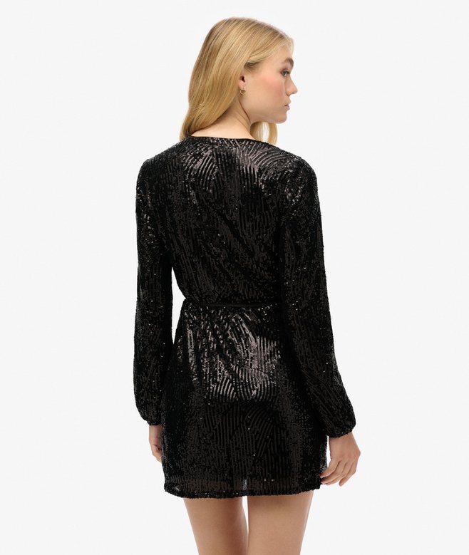 Superdry Sequin Wrap Mini Dress