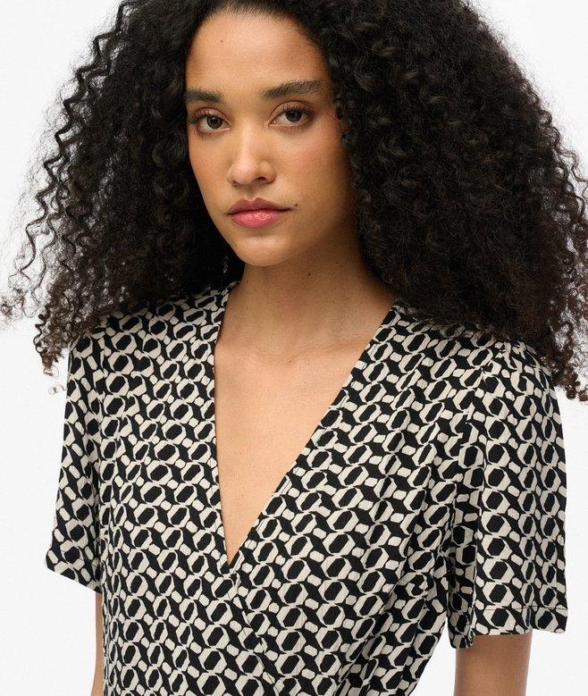 Superdry Short Sleeve Printed Mini Wrap Dress