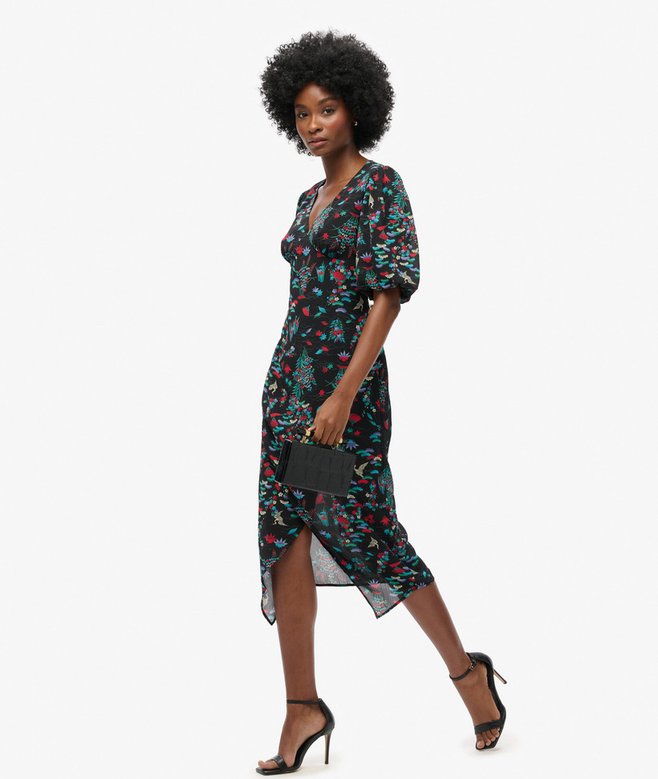 Superdry Short Sleeve Sheer Midi Dress