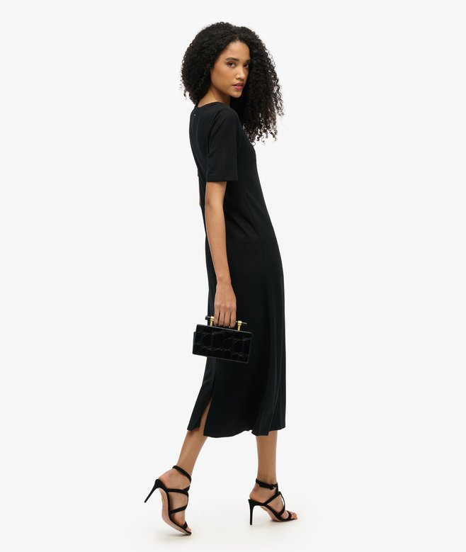 Superdry Short Sleeve V-Neck Midi Jersey Dress