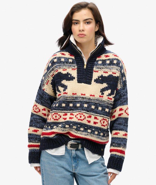 superdry Ski Lodge Zip Neck Jumper