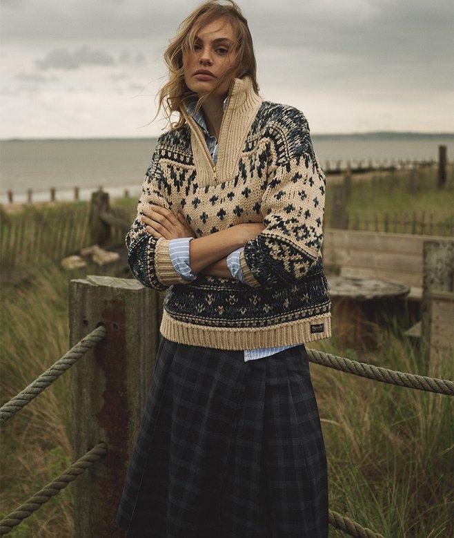 superdry Ski Lodge Zip Neck Jumper