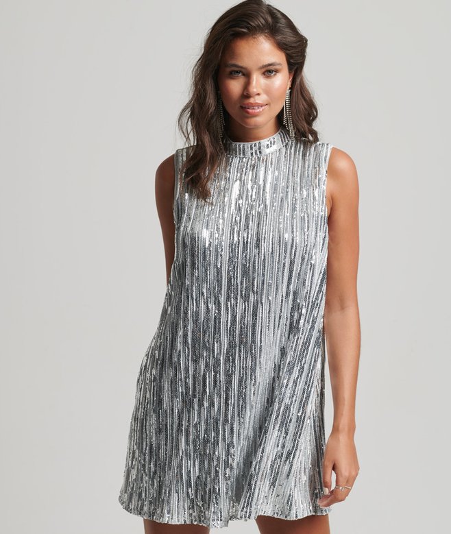 Superdry Sleeveless Sequin A Line Mini Dress
