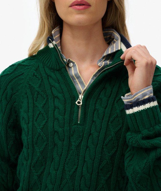 superdry Slim Cable Half Zip Knit Jumper