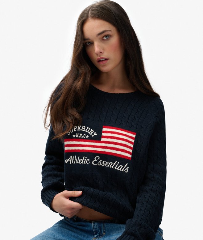 superdry Slouchy Cable Flag Knit Jumper