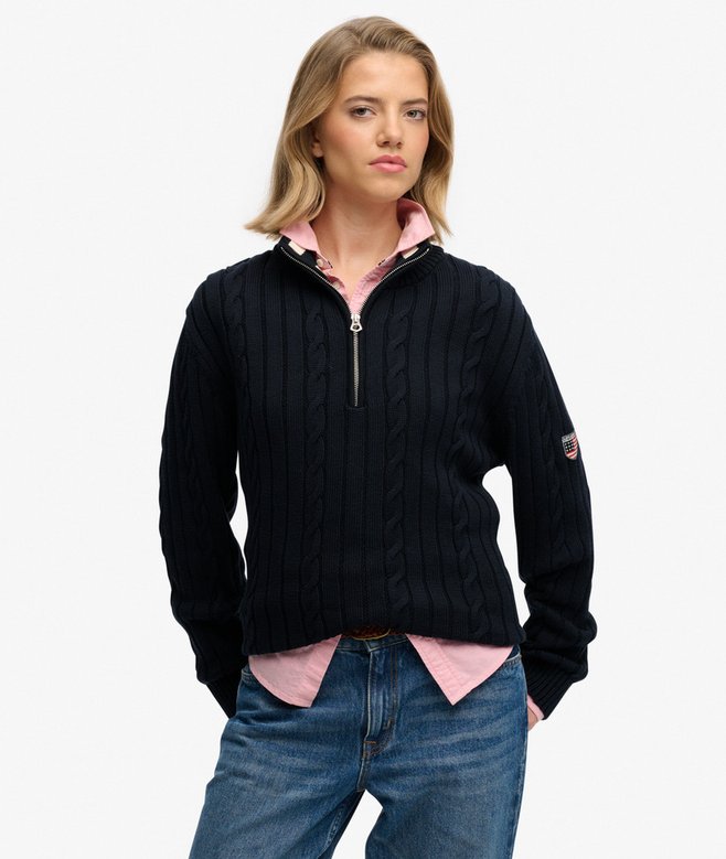 Superdry Slouchy Cable Half Zip Jumper