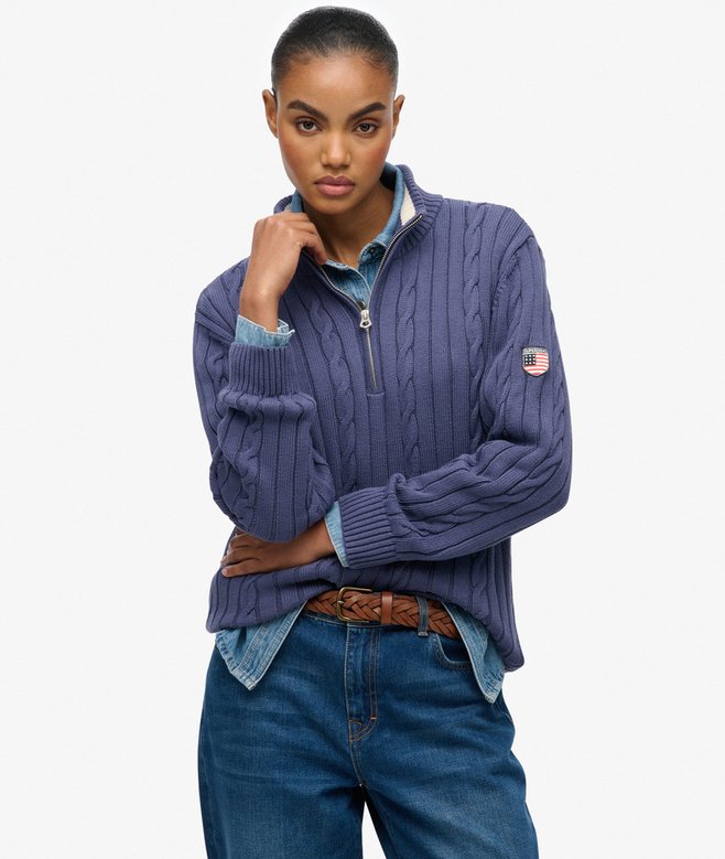 Superdry Slouchy Cable Half Zip Jumper
