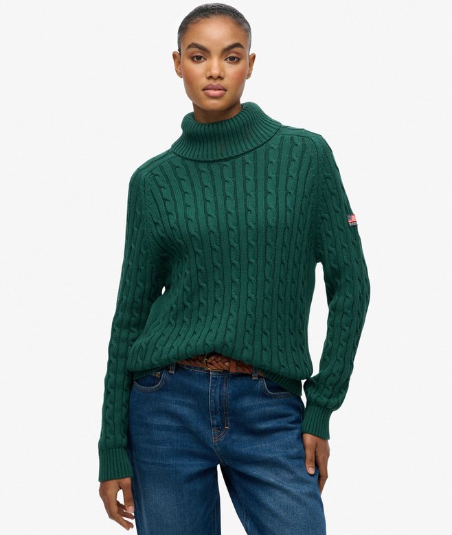 superdry Slouchy Cable Roll Neck Jumper