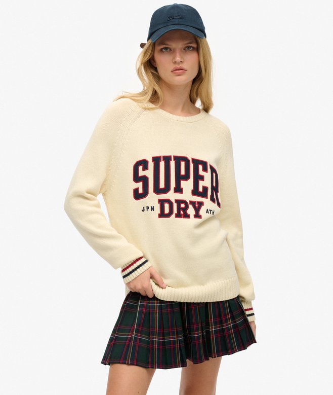 Superdry Slouchy Knitted Graphic Crew Jumper