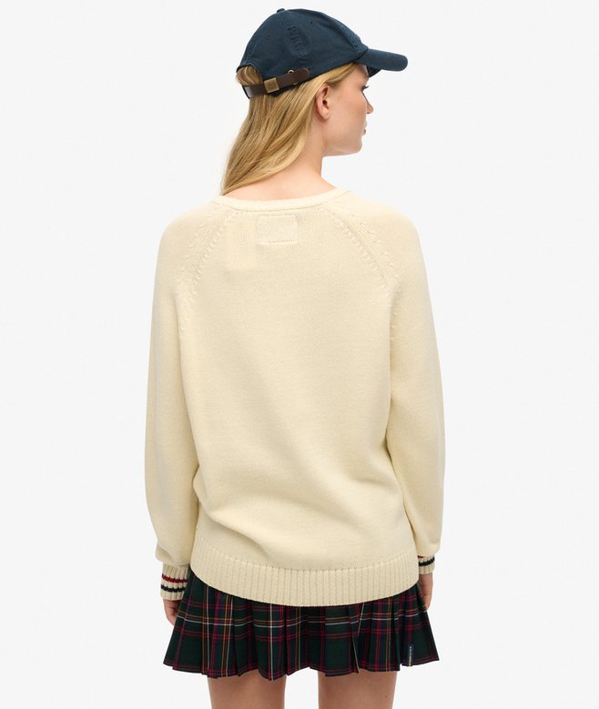 Superdry Slouchy Knitted Graphic Crew Jumper