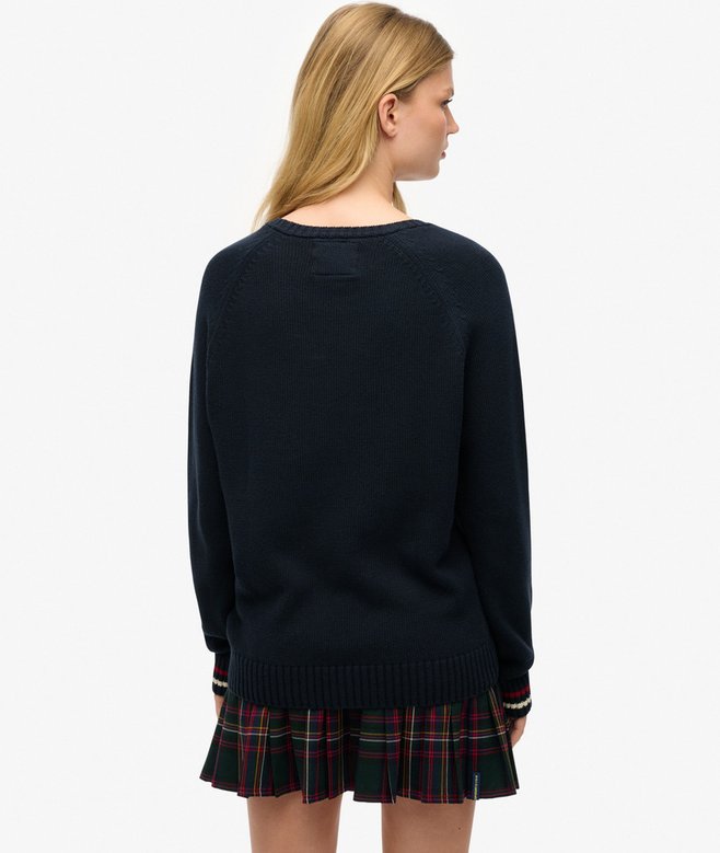 Superdry Slouchy Knitted Graphic Crew Jumper