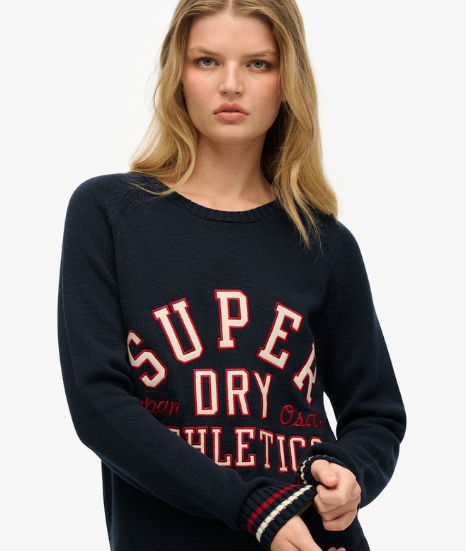 superdry Slouchy Knitted Graphic Crew Jumper