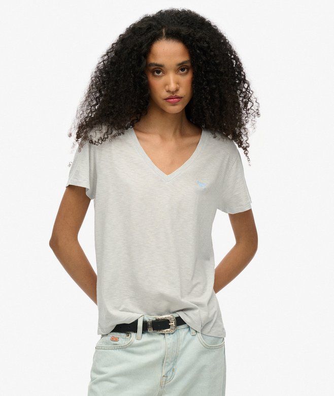 superdry Slub Embroidered V-Neck T-Shirt