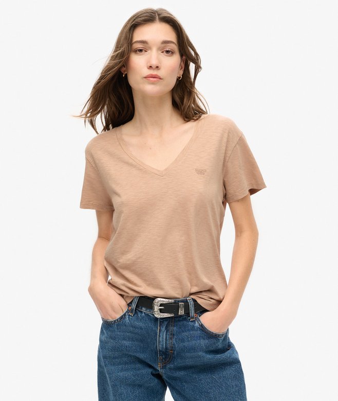 superdry Slub Embroidered V-Neck T-Shirt