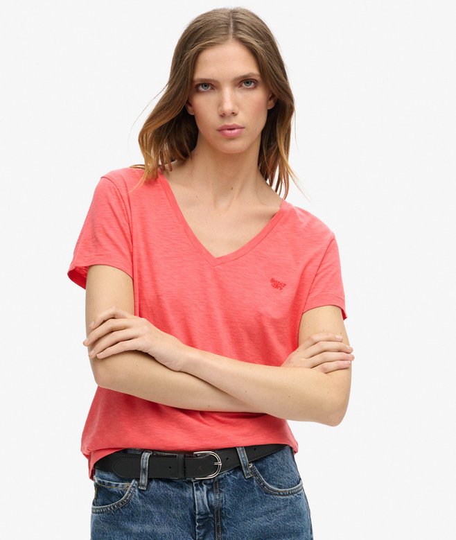 superdry Slub Embroidered V-Neck T-Shirt