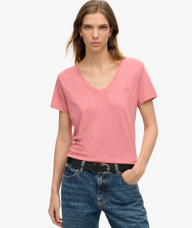 superdry Slub Embroidered V-Neck T-Shirt