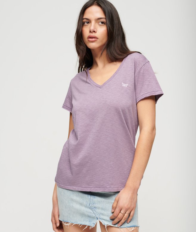 superdry Slub Embroidered V-Neck T-Shirt