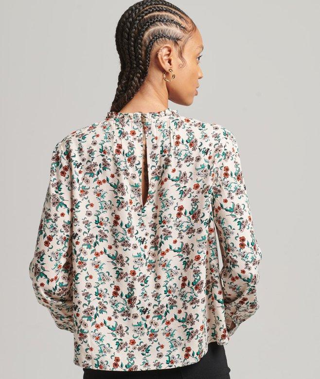 Superdry Smocked Long Sleeve Woven Top