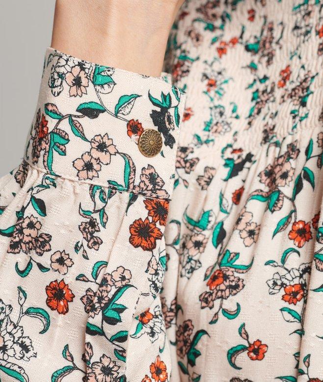 Superdry Smocked Long Sleeve Woven Top