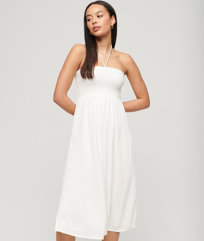 superdry Smocked Midi Beach Dress