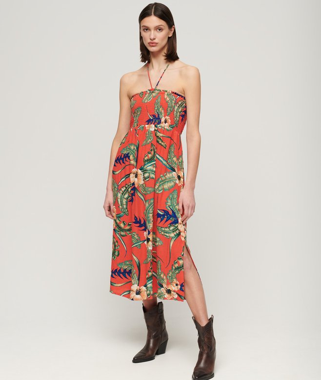 superdry Smocked Midi Beach Dress