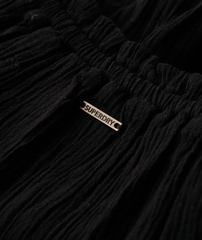 Superdry Smocked Short Sleeve Crop Top