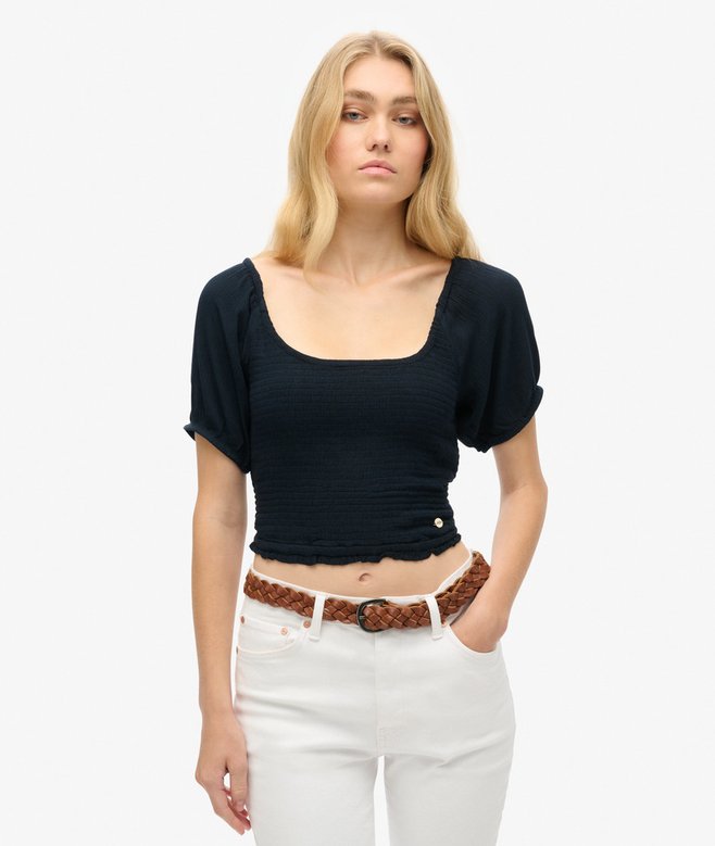 superdry Smocked Woven Top