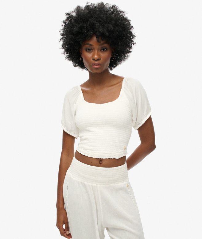 superdry Smocked Woven Top