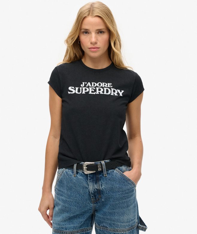superdry Sport Luxe Graphic Cap Sleeved T-Shirt