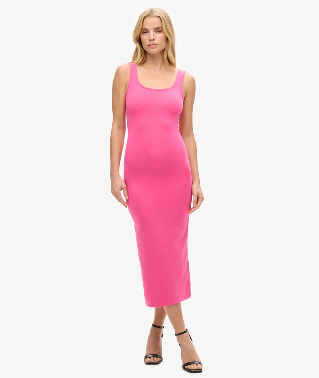 superdry Square Neck Jersey Midi Dress
