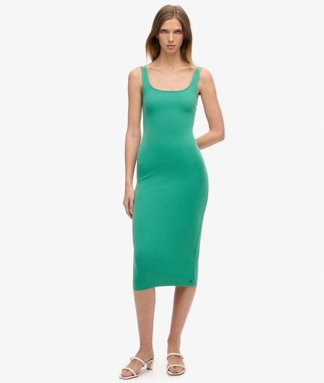 superdry Square Neck Jersey Midi Dress