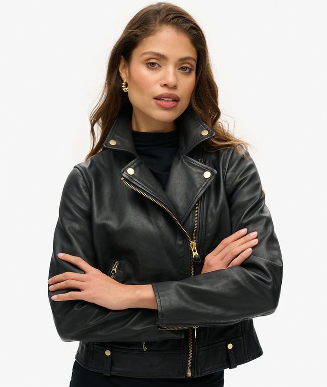 Superdry Studded Leather Biker Jacket