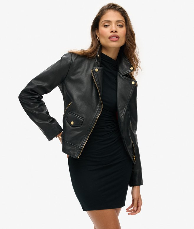 superdry Studded Leather Biker Jacket