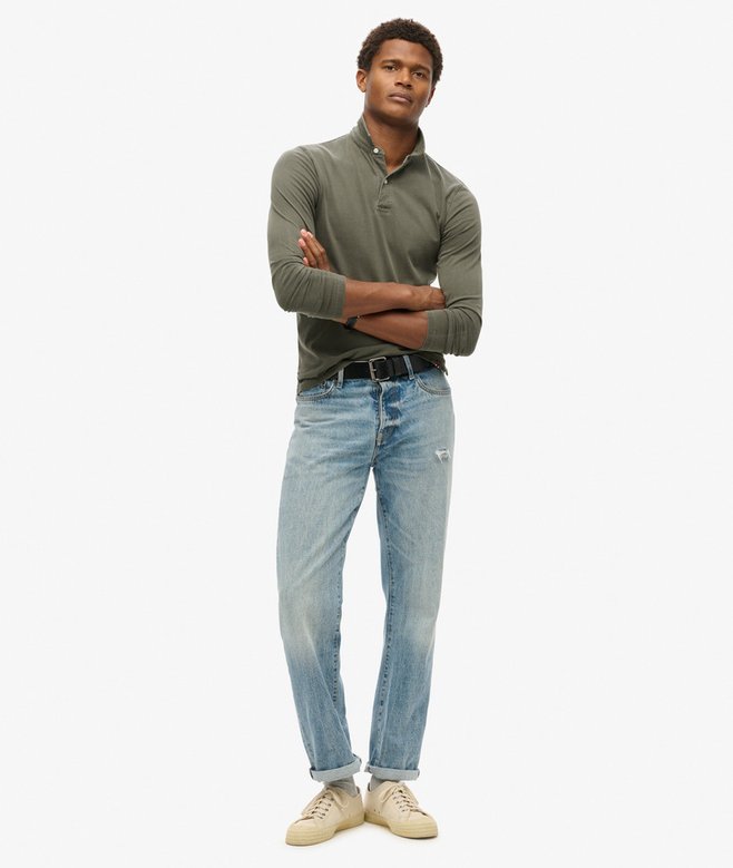 Superdry Studios Long Sleeve Jersey Polo Shirt