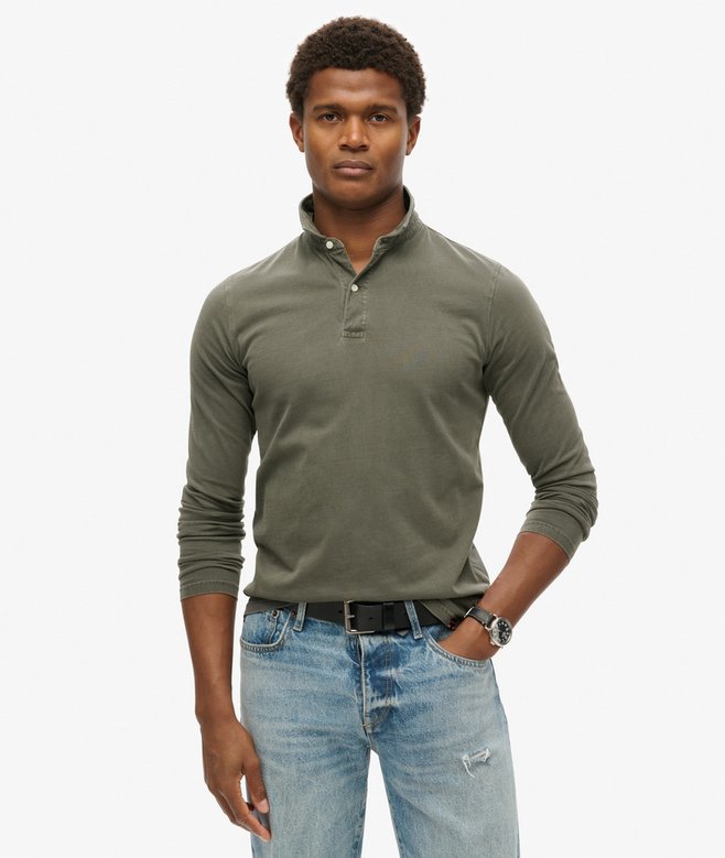 superdry Studios Long Sleeve Jersey Polo Shirt