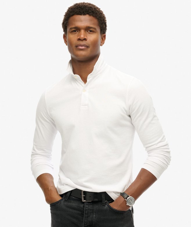superdry Studios Long Sleeve Jersey Polo Shirt