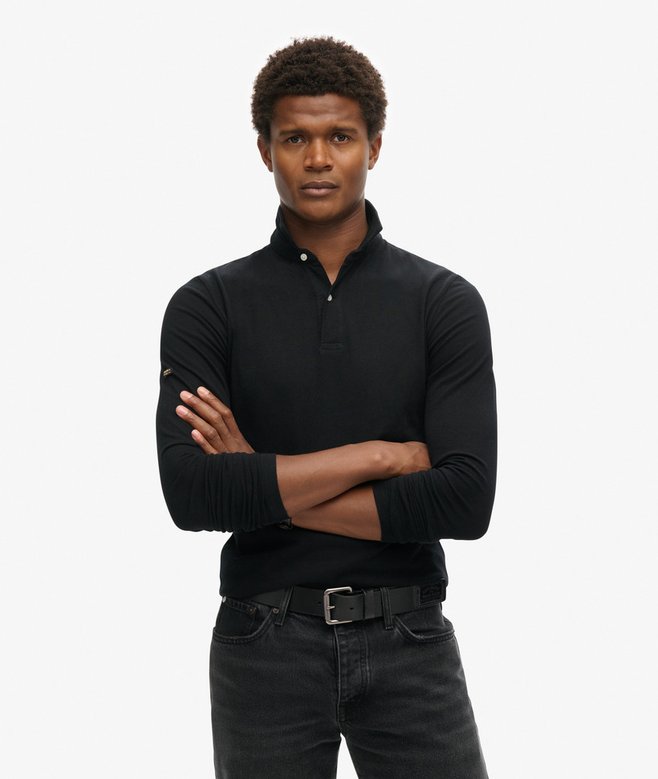 superdry Studios Long Sleeve Jersey Polo Shirt