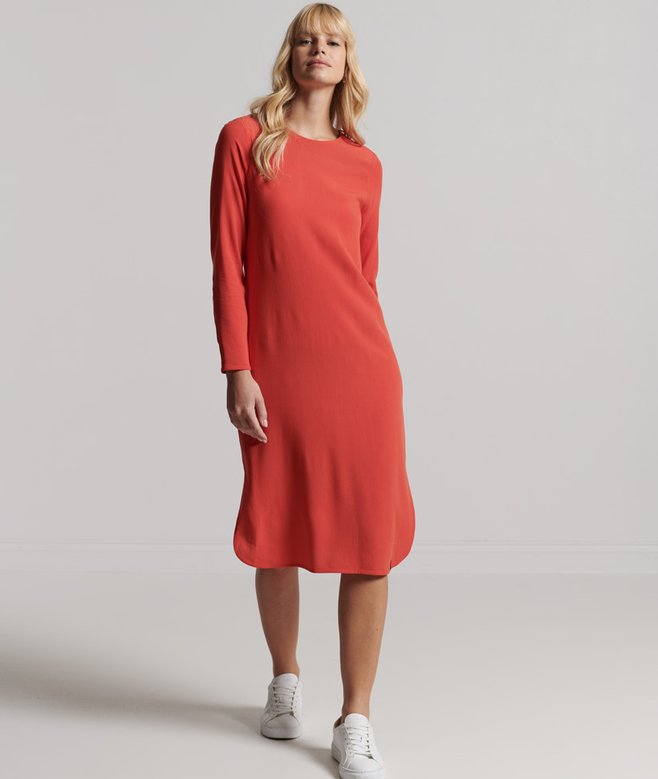 superdry Studios Long Sleeve Midi Shift Dress