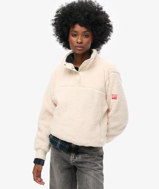 superdry Super Soft Popper Neck Teddy Fleece