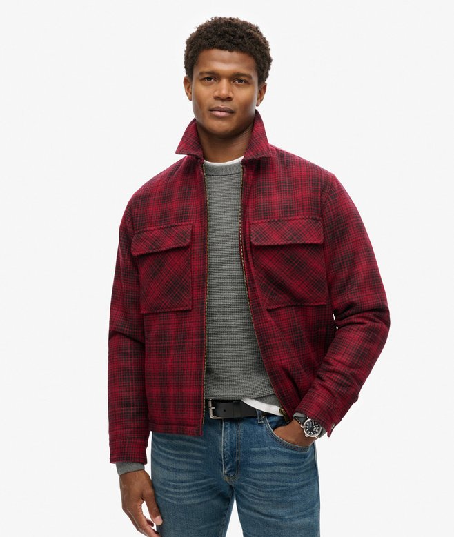 superdry Surplus Wool Check Zip Through Overshirt