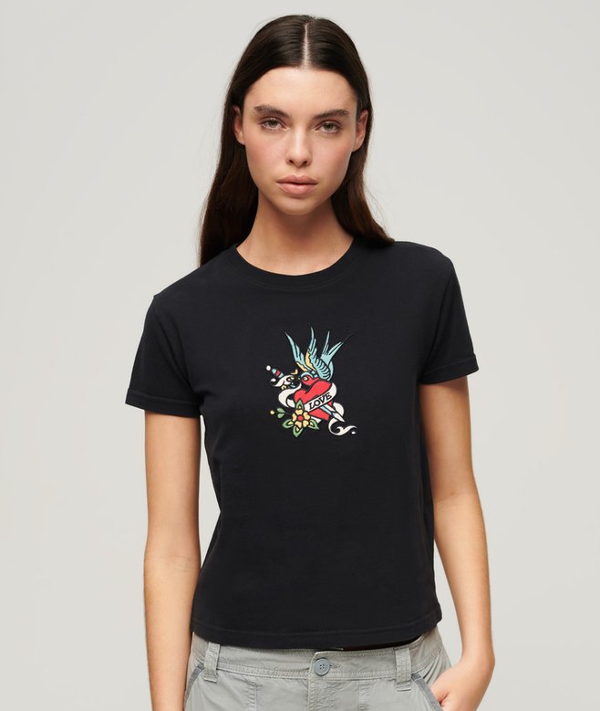 Superdry Tattoo Embroidered Fitted T-Shirt