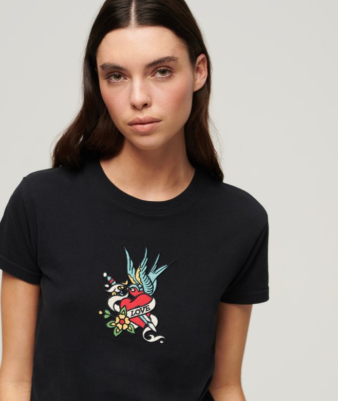 superdry Tattoo Embroidered Fitted T-Shirt