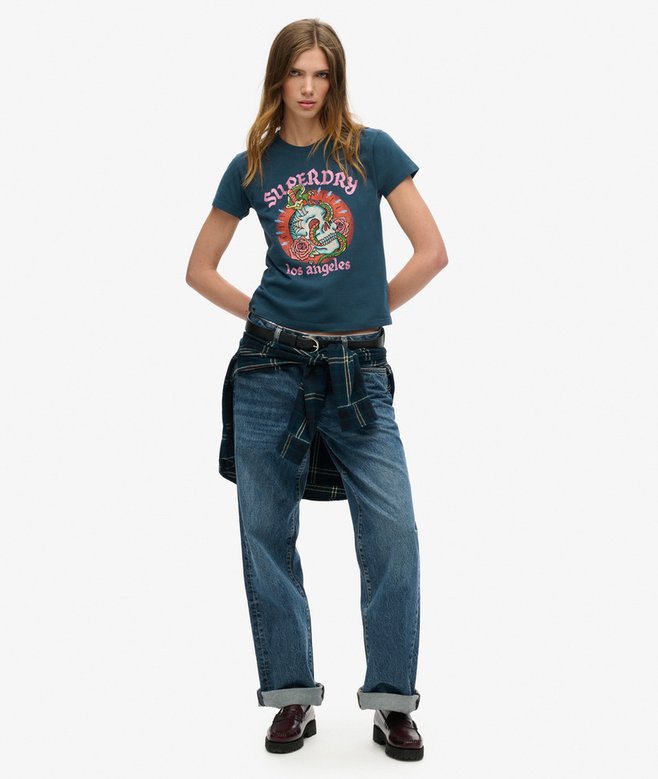 Superdry Tattoo Rhinestone Fitted T-Shirt