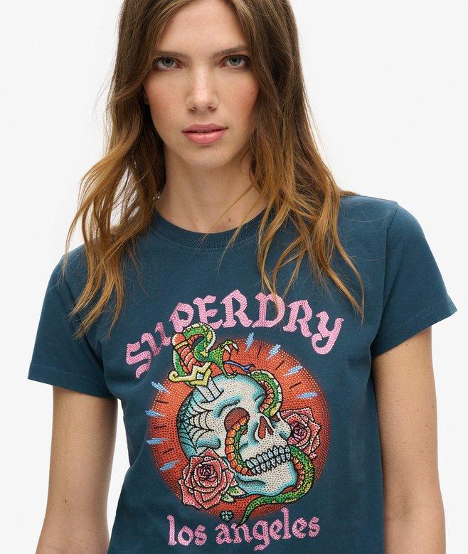 Superdry Tattoo Rhinestone Fitted T-Shirt