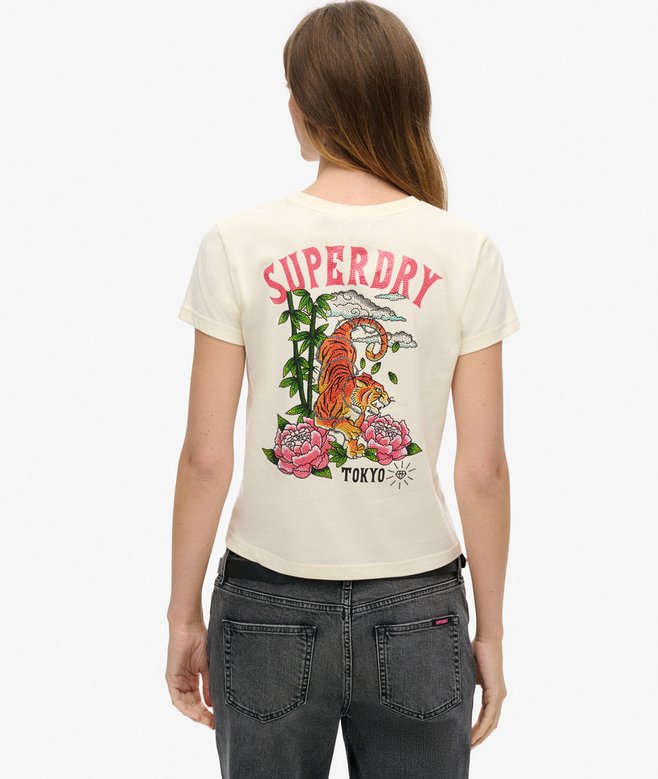 Superdry Tattoo Rhinestone Fitted T-Shirt