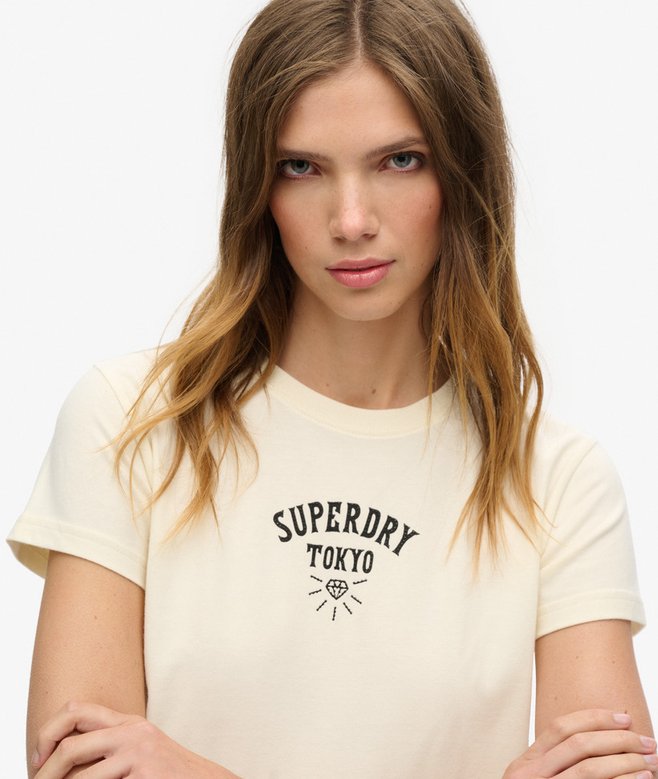 Superdry Tattoo Rhinestone Fitted T-Shirt